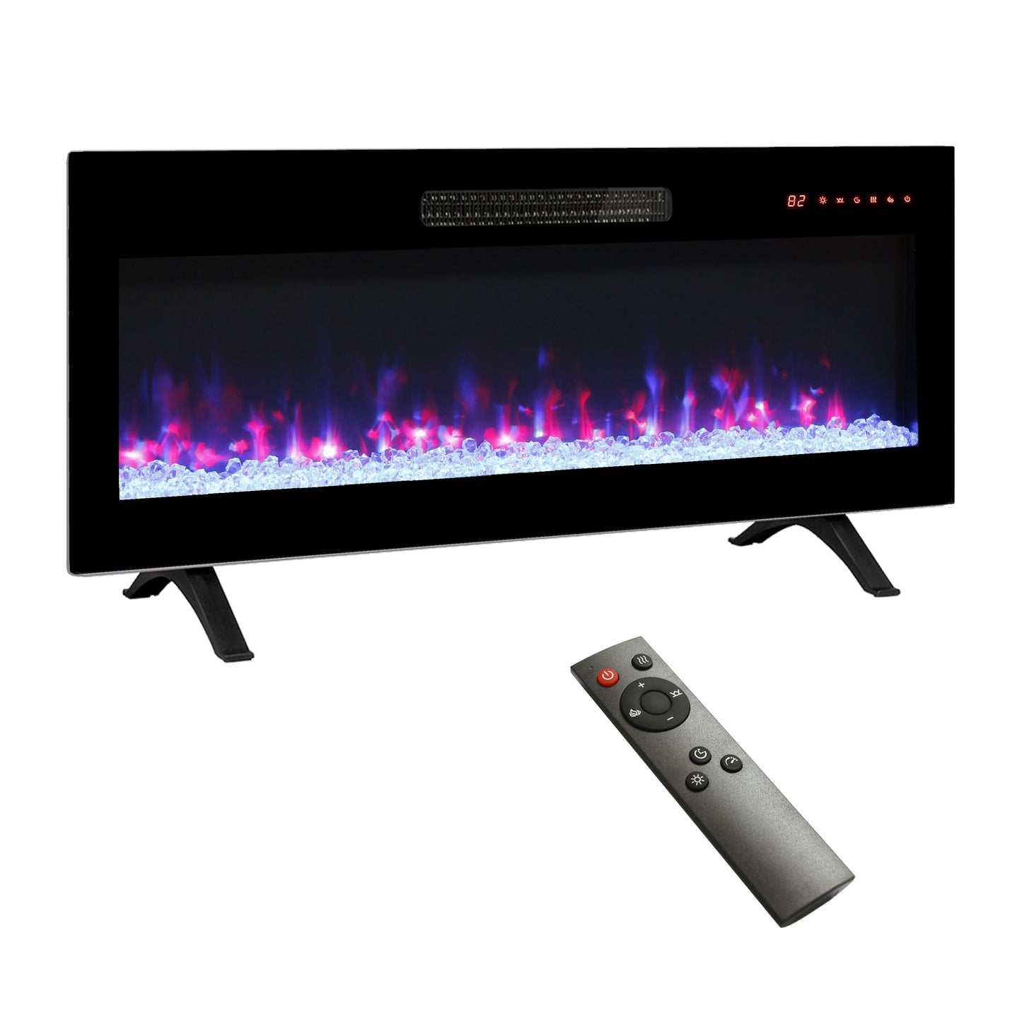 Mondawe 36Inch Recessed Ultra Thin Tempered Glass Front Wall Mounted Electric Fireplace With Remote