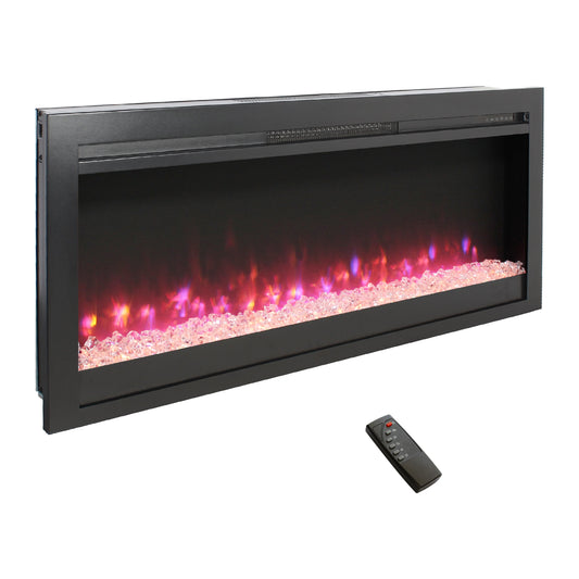 Mondawe 44 Inch In Wall Recessed  Electric Fireplace With Remote And Multi Color Flame & Emberbed