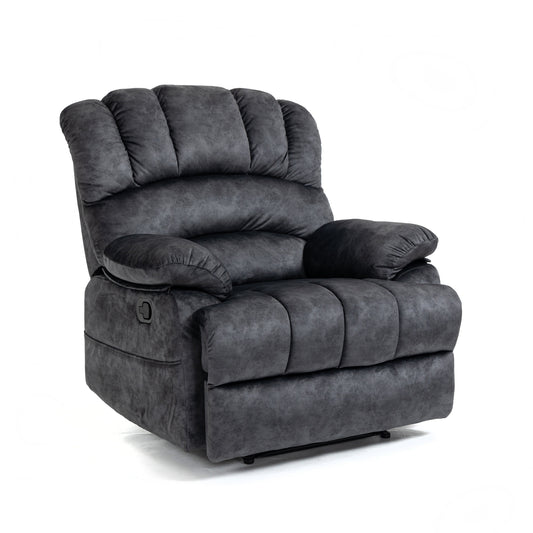 Mondawe Dark Grey Large Manual Recliner Chair in Fabric for Living Room