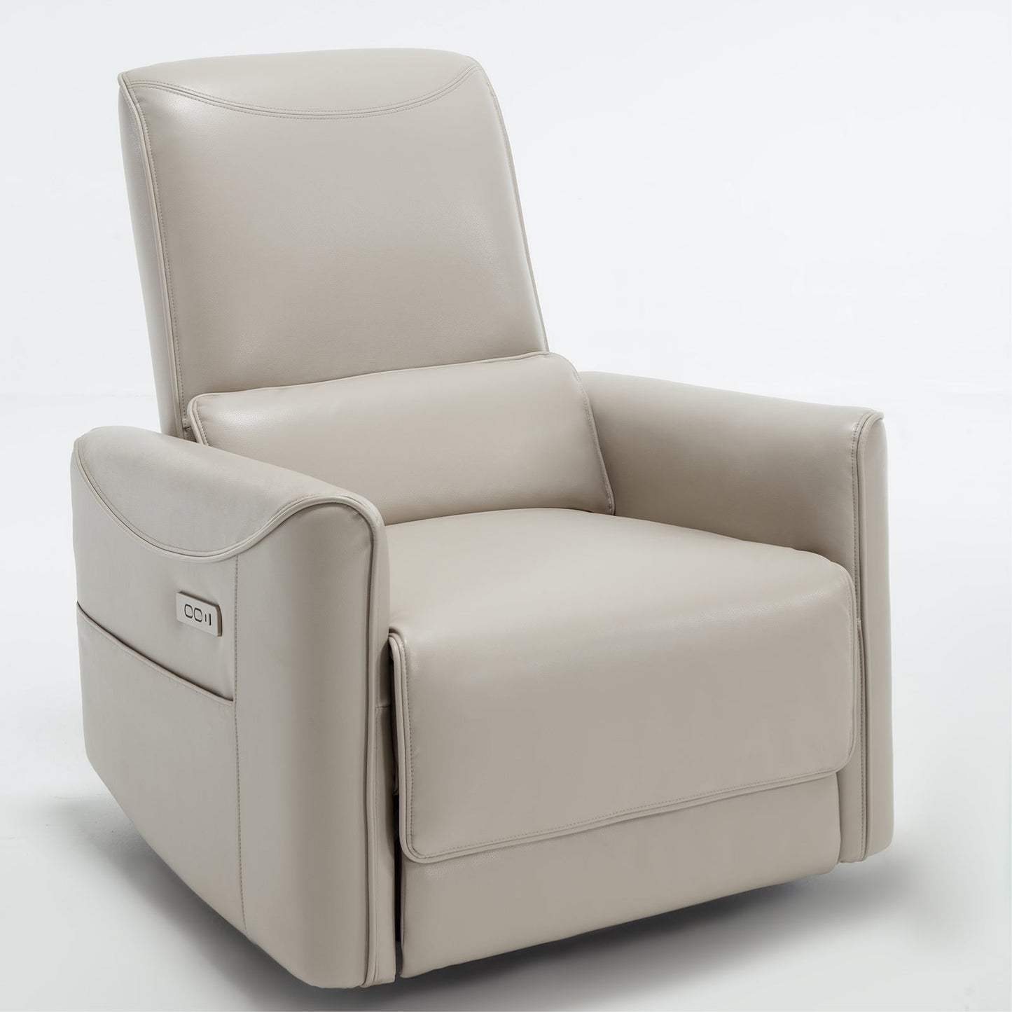 Mondawe White Swivel and Rocker Power Recliner Chair with USB and Type-C Ports