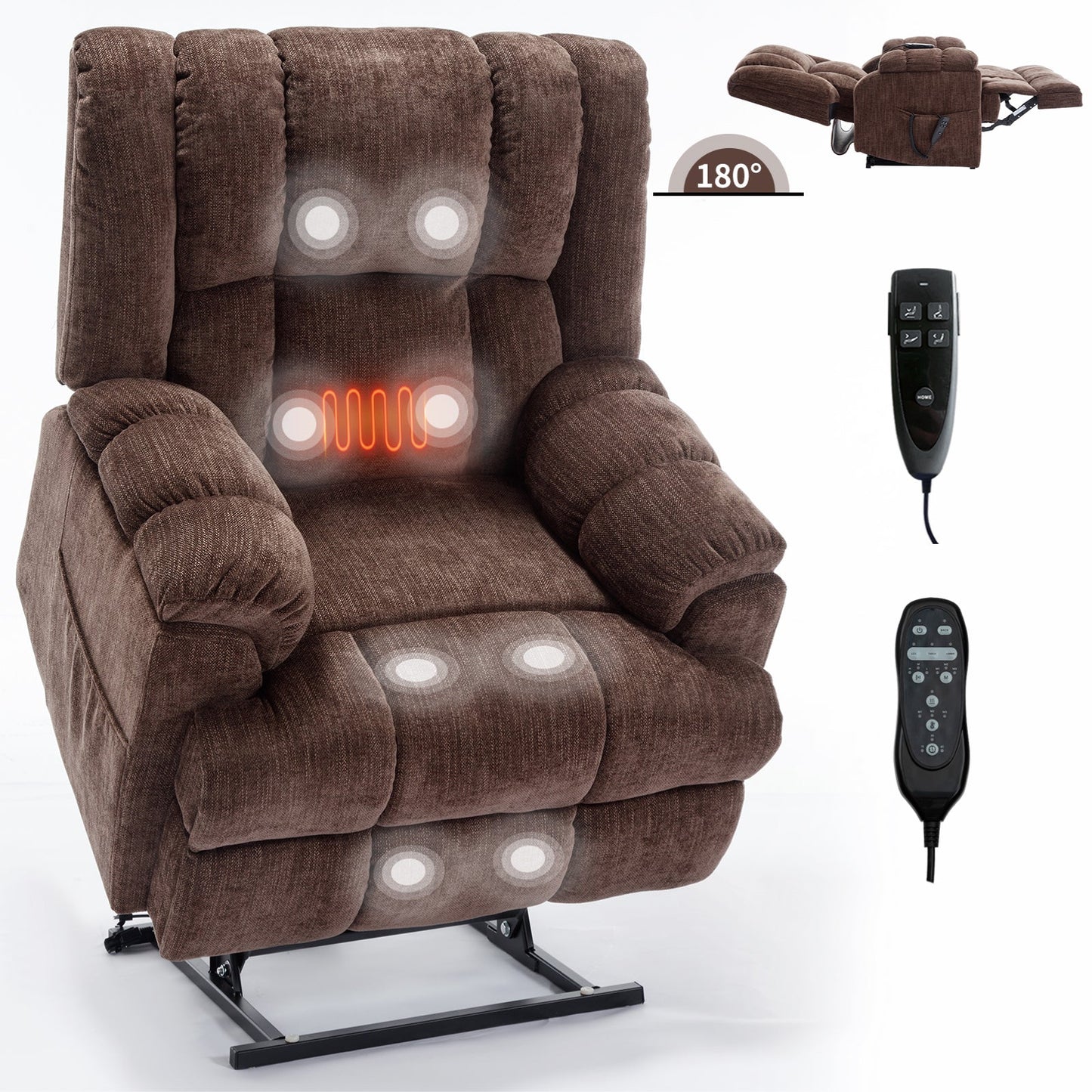 Mondawe Dual Motor Heat Massage Infinite Position Power Lift Recliner Chair