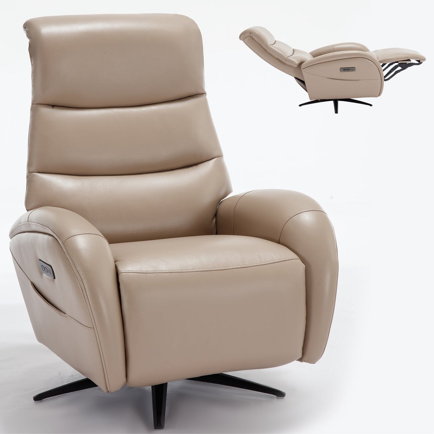 Mondawe Leatheraire Dual Motor 270¡ã Swivel Power Recliner Chair