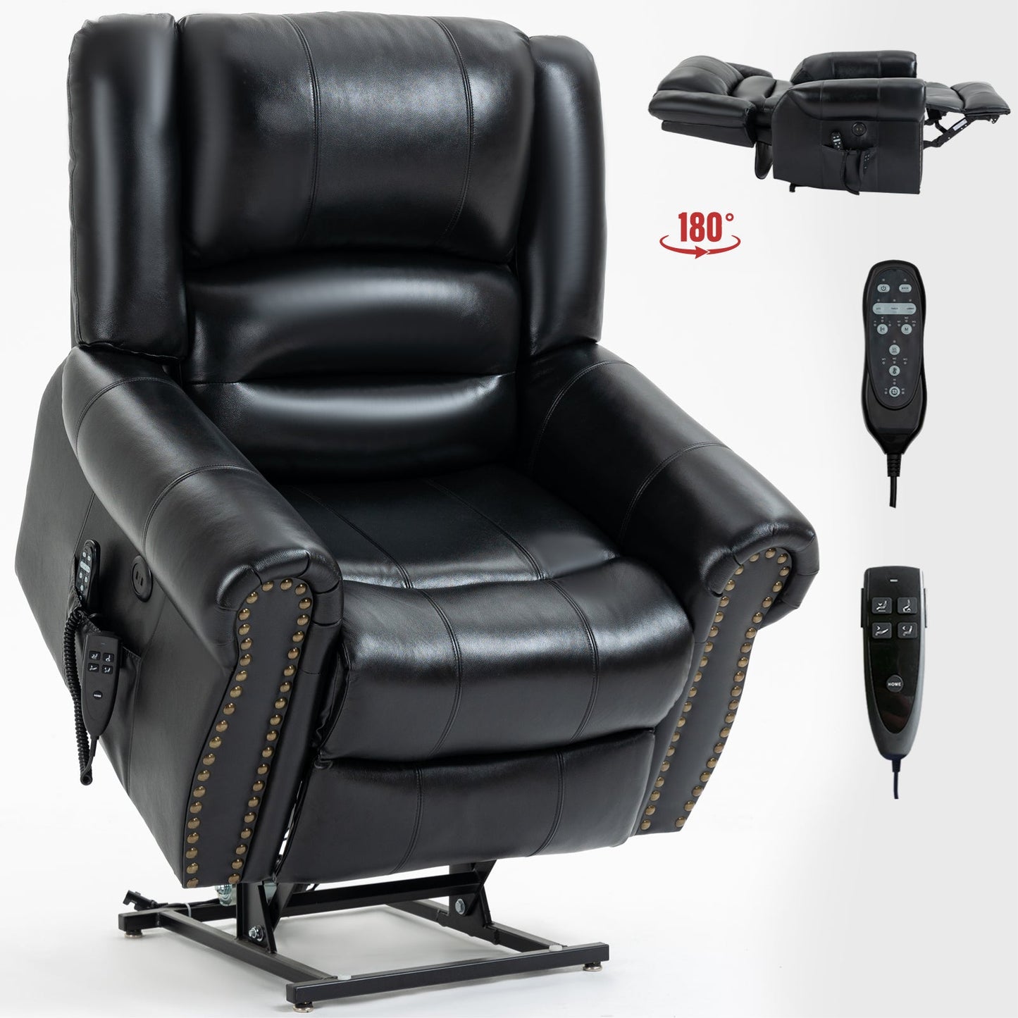 Mondawe Grey Power Lift Recliner Chair Heat Massage Dual Motor Infinite Position with USB Ports