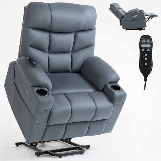 Mondawe Blue Up to 350 LBS Power Lift Recliner Chair with Cup Holders, USB and Type-C Ports