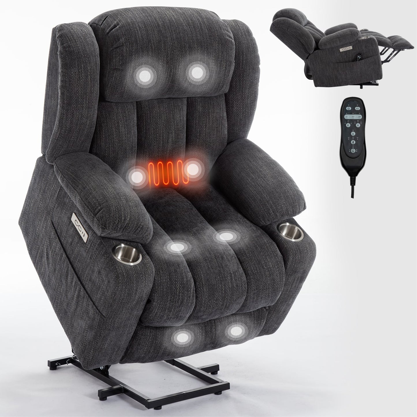 Mondawe Large Power Lift Recliner Chair with Massage and Heat for Elderly