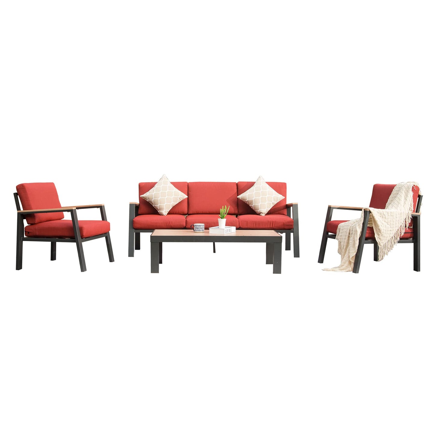 Mondawe 4 Pieces Aluminum Outdoor Patio Furniture Set