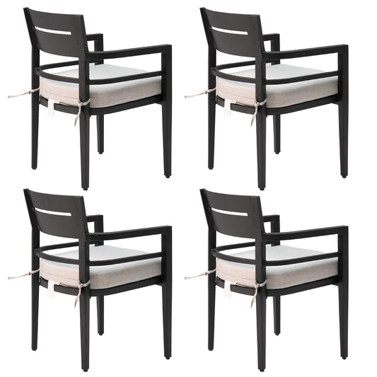 Mondawe Black Outdoor Patio Aluminum Swivel Rocker with Sunbrella Fabric Cushions (Set of 4)