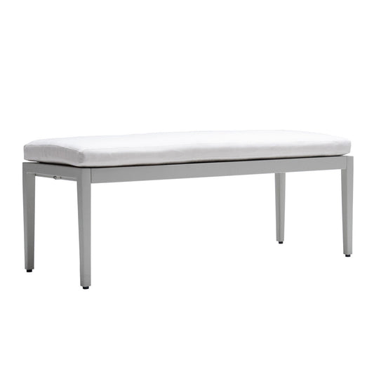 Mondawe Grayish Outdoor Patio Aluminum Stationary Bench With Sunbrella Fabric Cushion