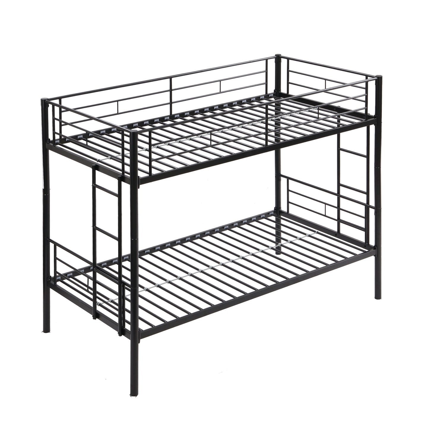 MONDAWE Twin Over Twin Metal Bunk Bed,Metal Structure Bedframe with Safety Guardrails and 2 ladders, Convertible Bunkbeds