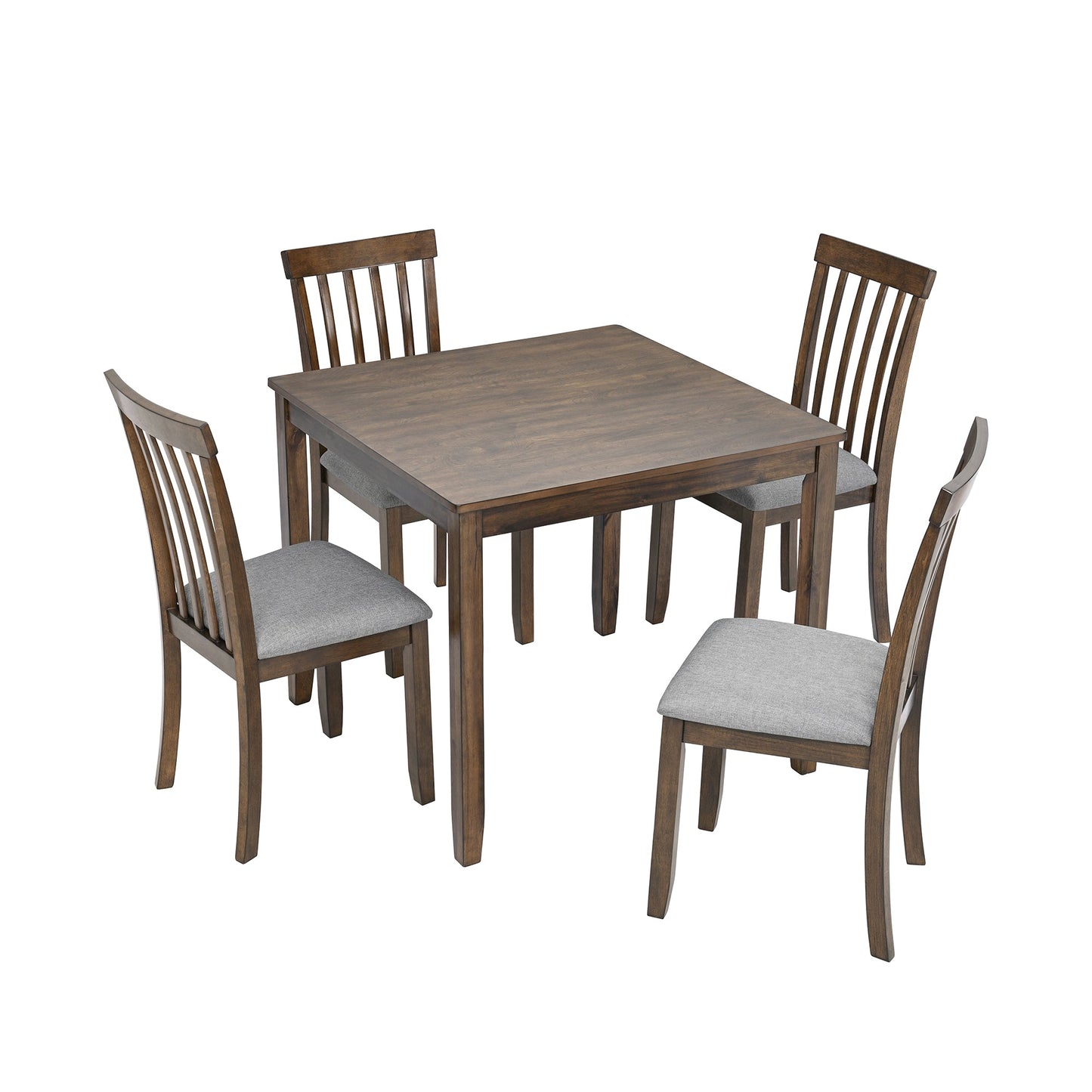 Mondawe 5-Piece Modern Dining Table Set,Square Wooden Dining Table With 4 Cushioned Chairs