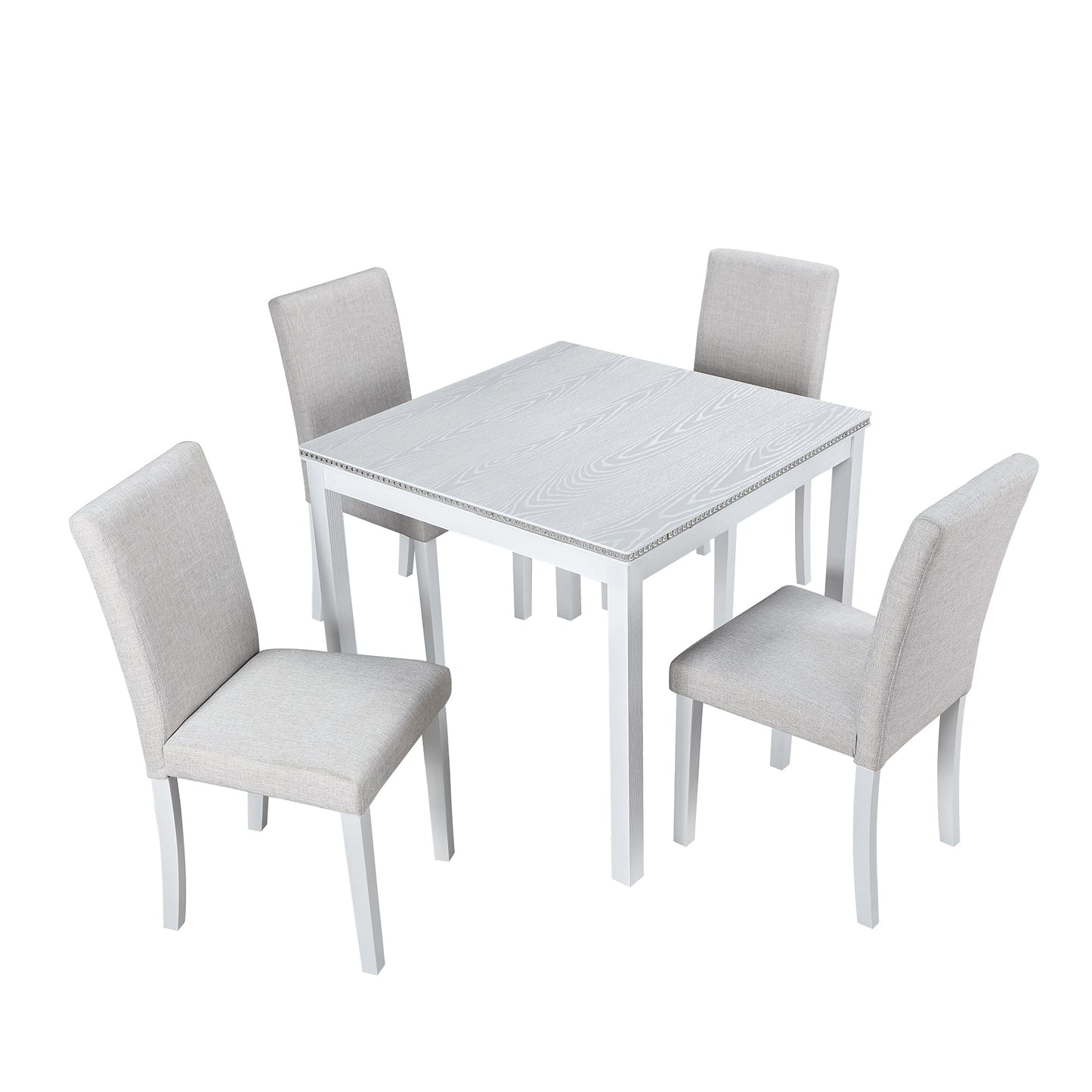 Mondawe-5-Piece-Wooden-Dining-Table-Set-With-Crystal-Decorated-Square-Table-And-4-Cushioned-Chairs