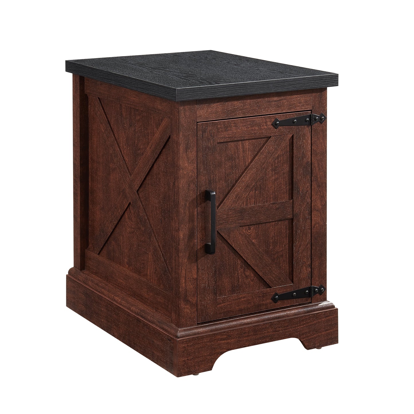 Mondawe Farmhouse Rectangular End Table, Countryside Sofa Side Table With Barn Door