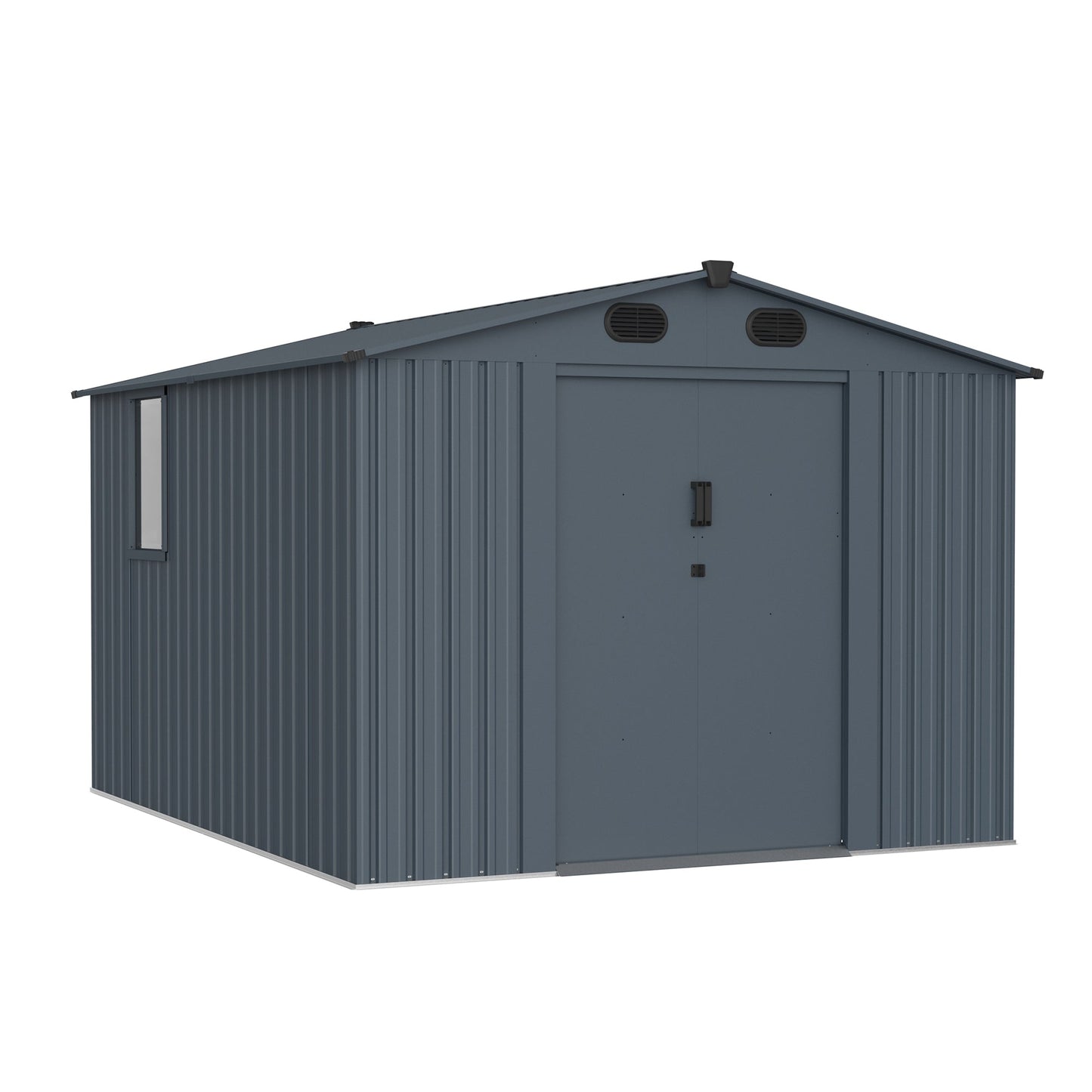 Mondawe 8x10ft All-Weather Thickened Galvanized Steel Multi Functional Outdoor Storage Shed