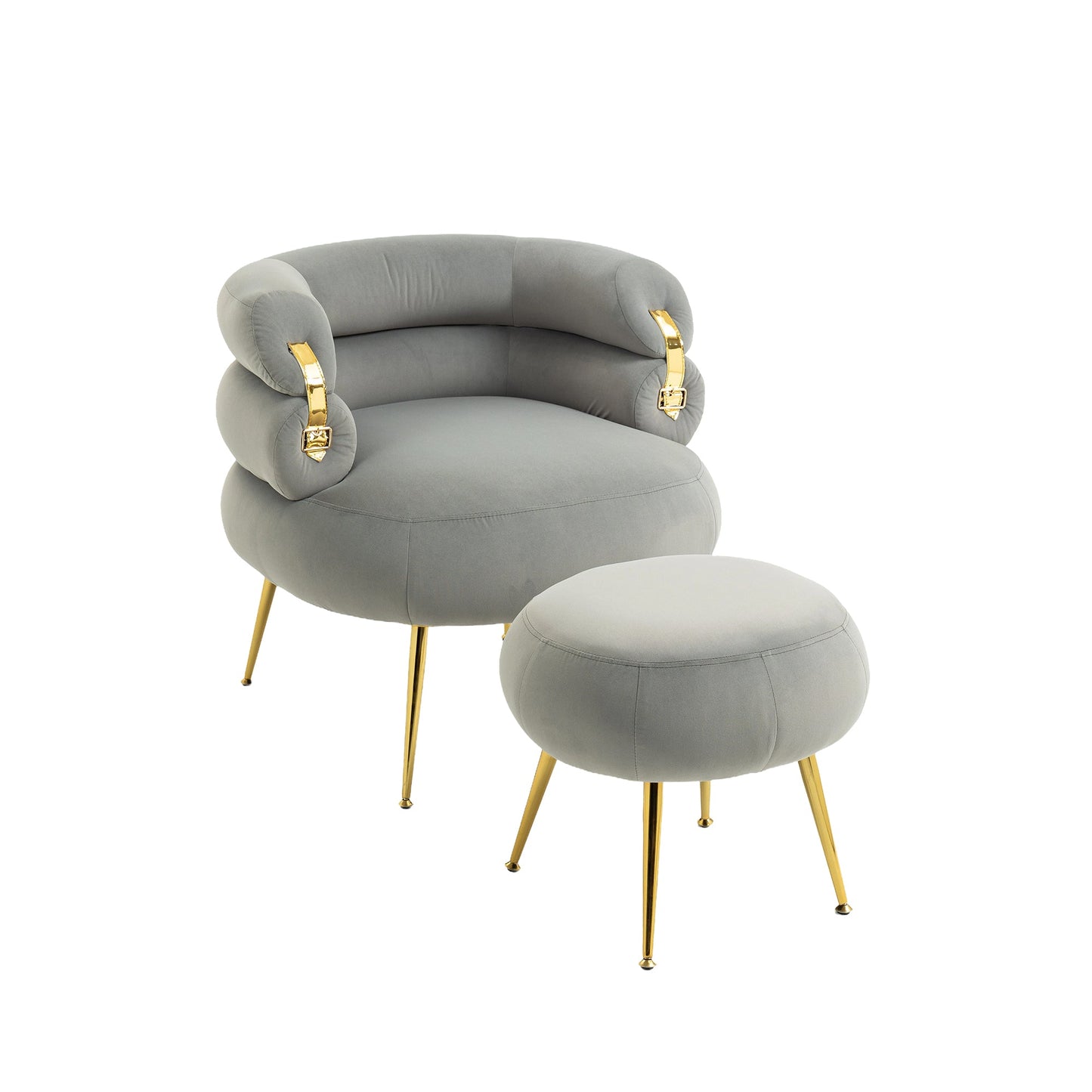 Mondawe Living Room Velvet Metal Frame Accent Chair Modern Upholstered Armchair Tufted Chair