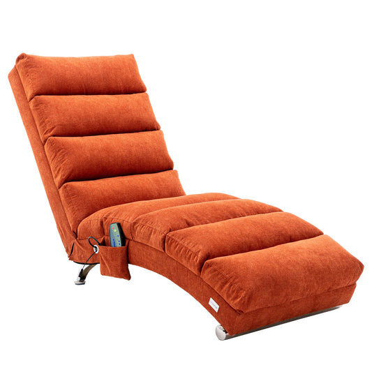 Mondawe Orange Recliners Chair Indoor with Remote Control,Ergonomic Electric Massage Long Lounger