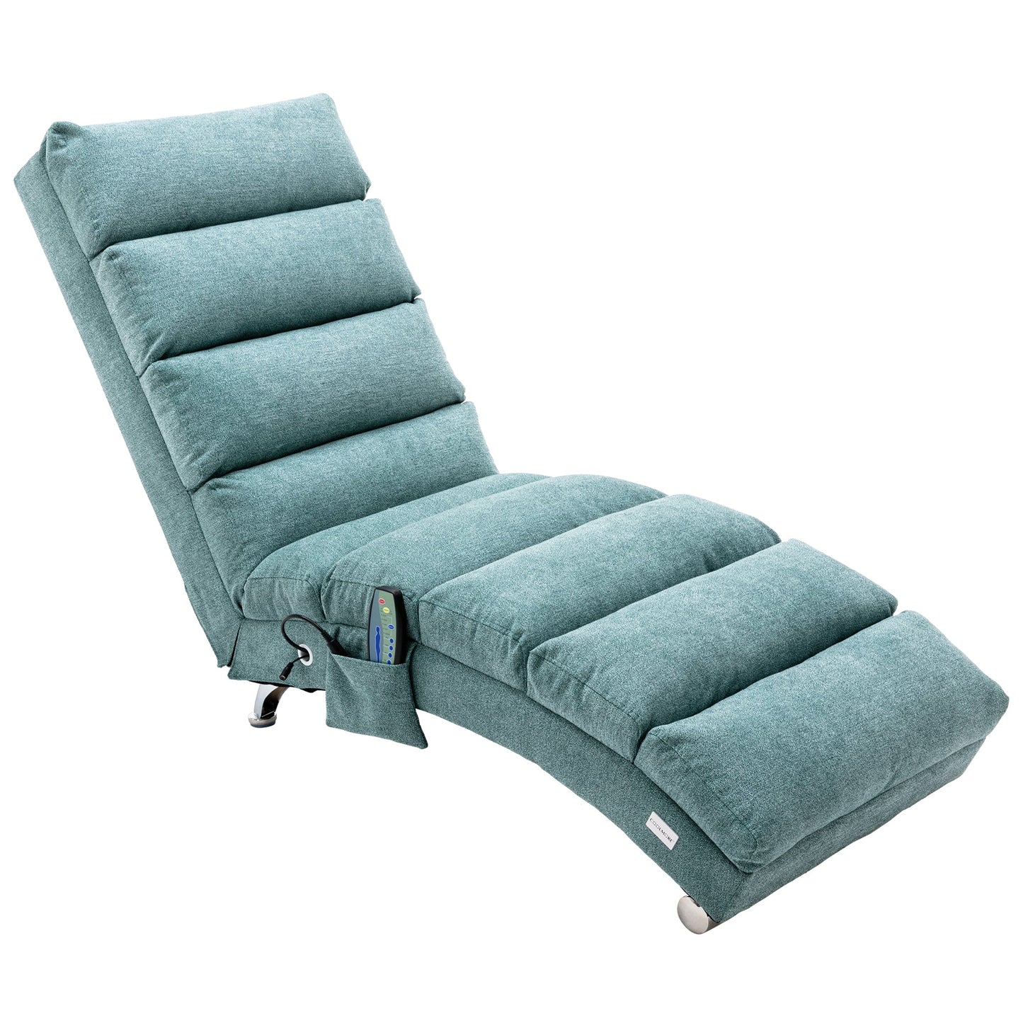 Mondawe Linen Ergonomic Electric Massage Long Chaise Lounger with Remote Control and 5 Modes