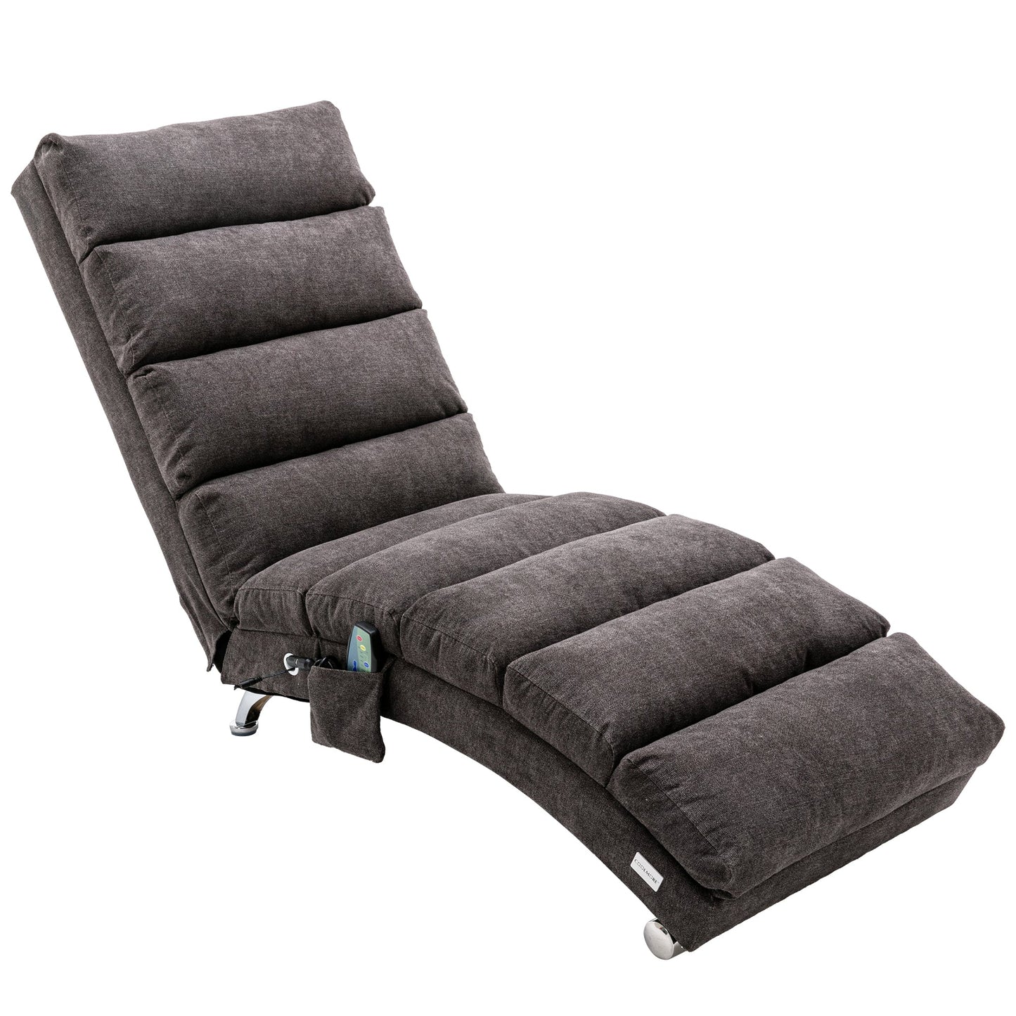 Mondawe Linen Ergonomic Electric Massage Long Chaise Lounger with Remote Control and 5 Modes