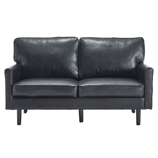 Mondawe PU Leather Loveseat, 2 Seater Small Sofa Couches with USB & Removable Pillow Cover