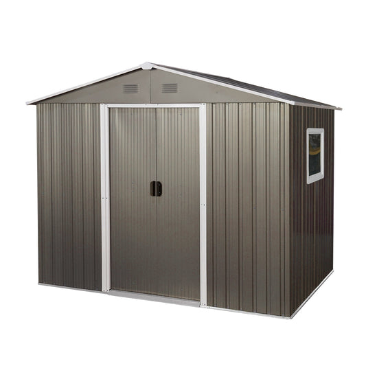 Mondawe 8ft x 6ft Outdoor Metal Storage Shed with Window Grey