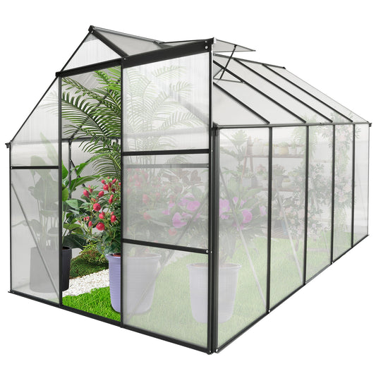 Mondawe 6x10 FT Polycarbonate Greenhouse Raised Base and Anchor Aluminum Heavy