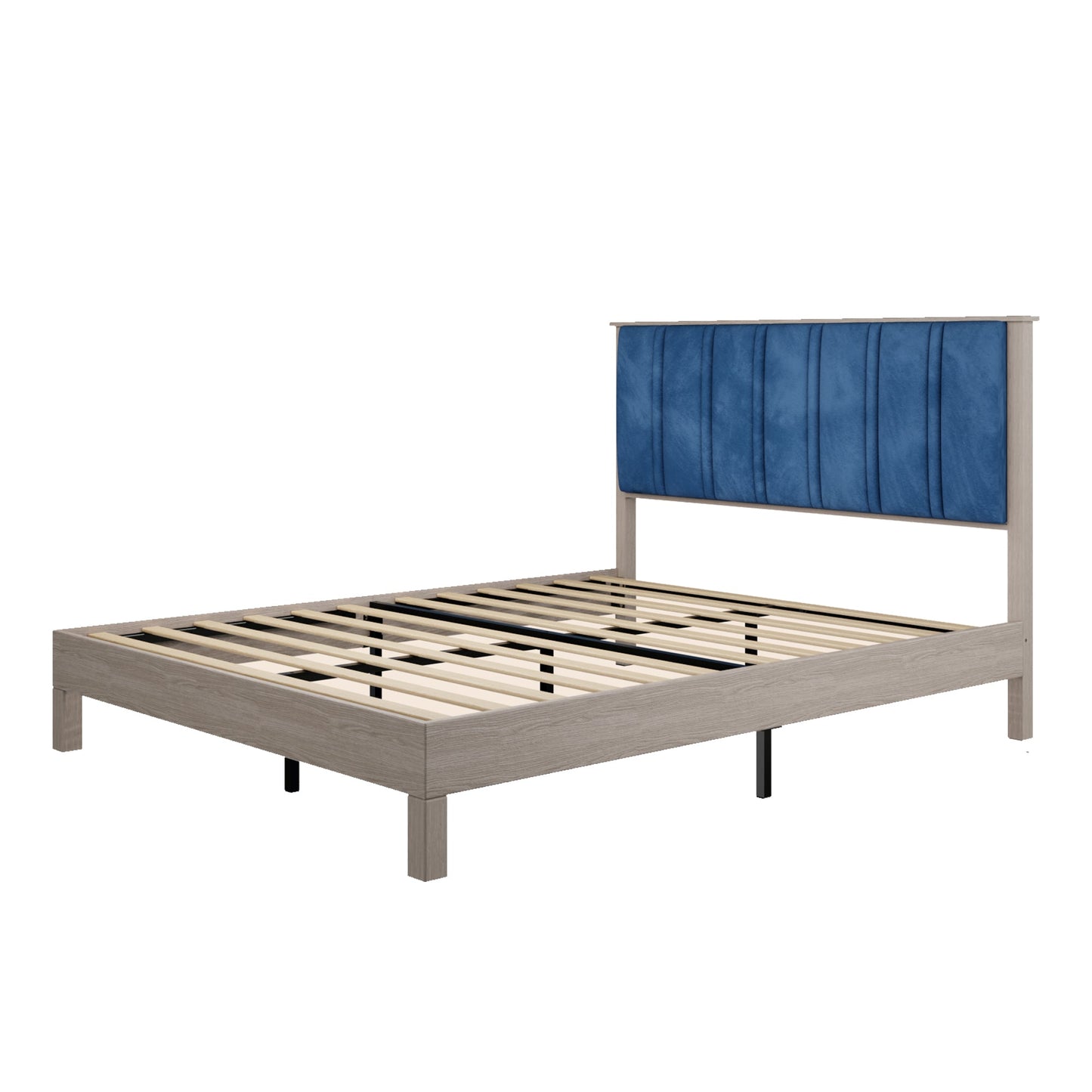 Mondawe Full Wood with Wood Headboard  Bed Frame No Box Spring Needed and Easy Assembly