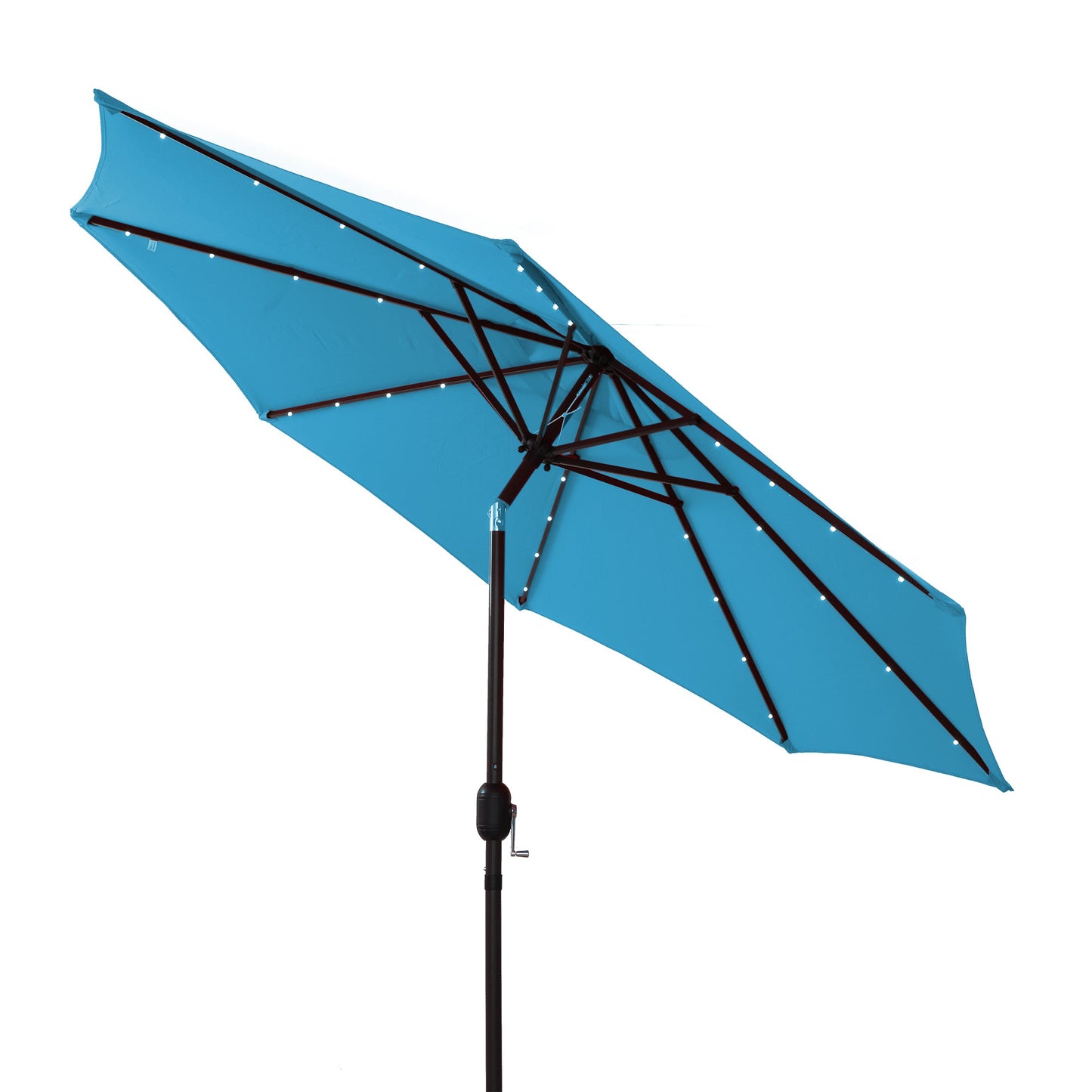 Mondawe 9ft Patio Umbrella Outdoor Market 32 LED Solar Umbrella with Tilt and Crank