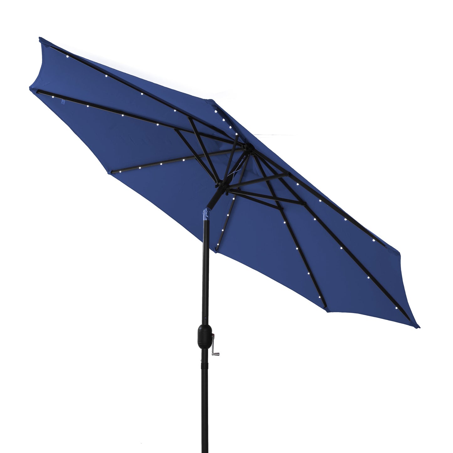Mondawe 9ft Patio Umbrella Outdoor Market 32 LED Solar Umbrella with Tilt and Crank