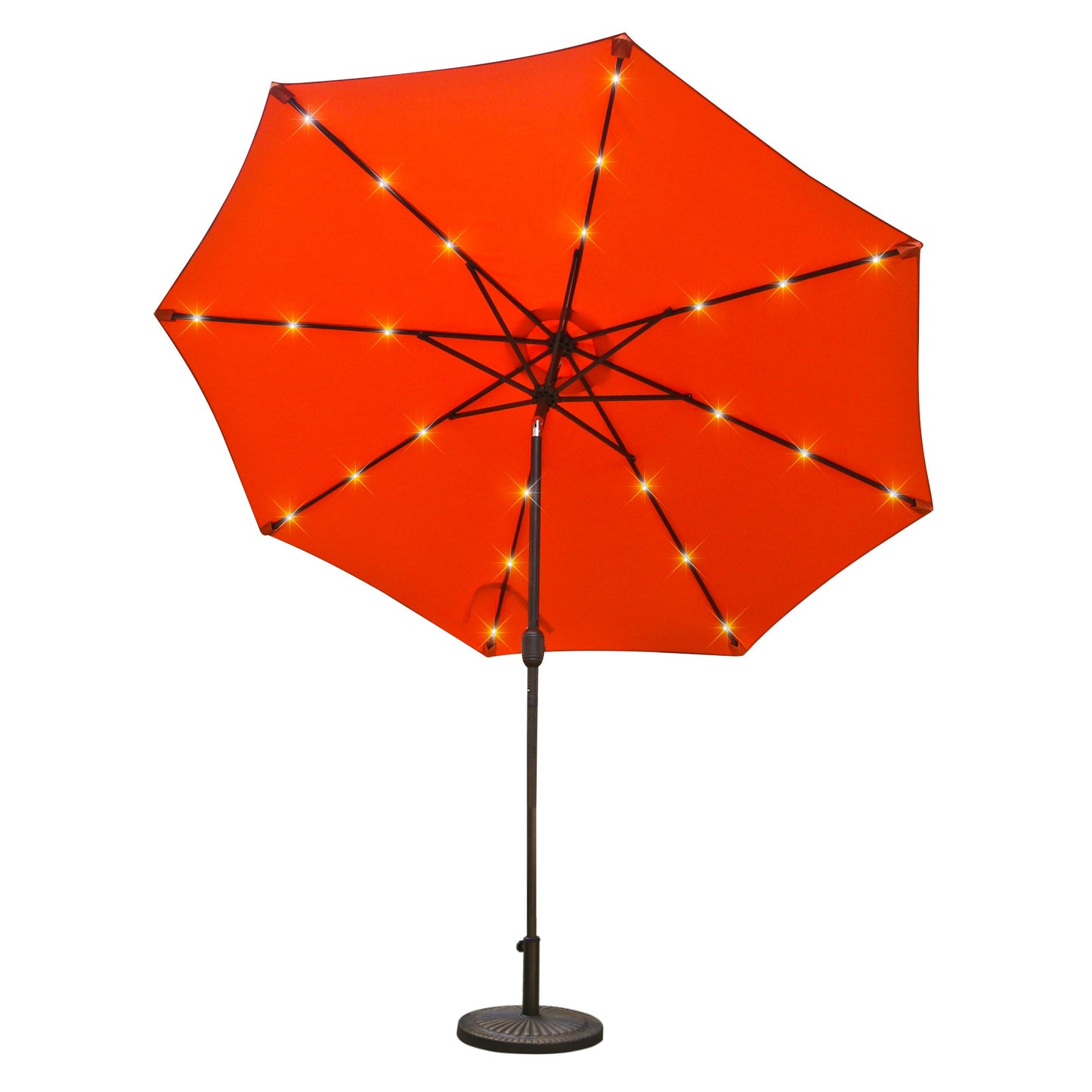 Mondawe 9ft Patio Umbrella Outdoor Market 32 LED Solar Umbrella with Tilt and Crank