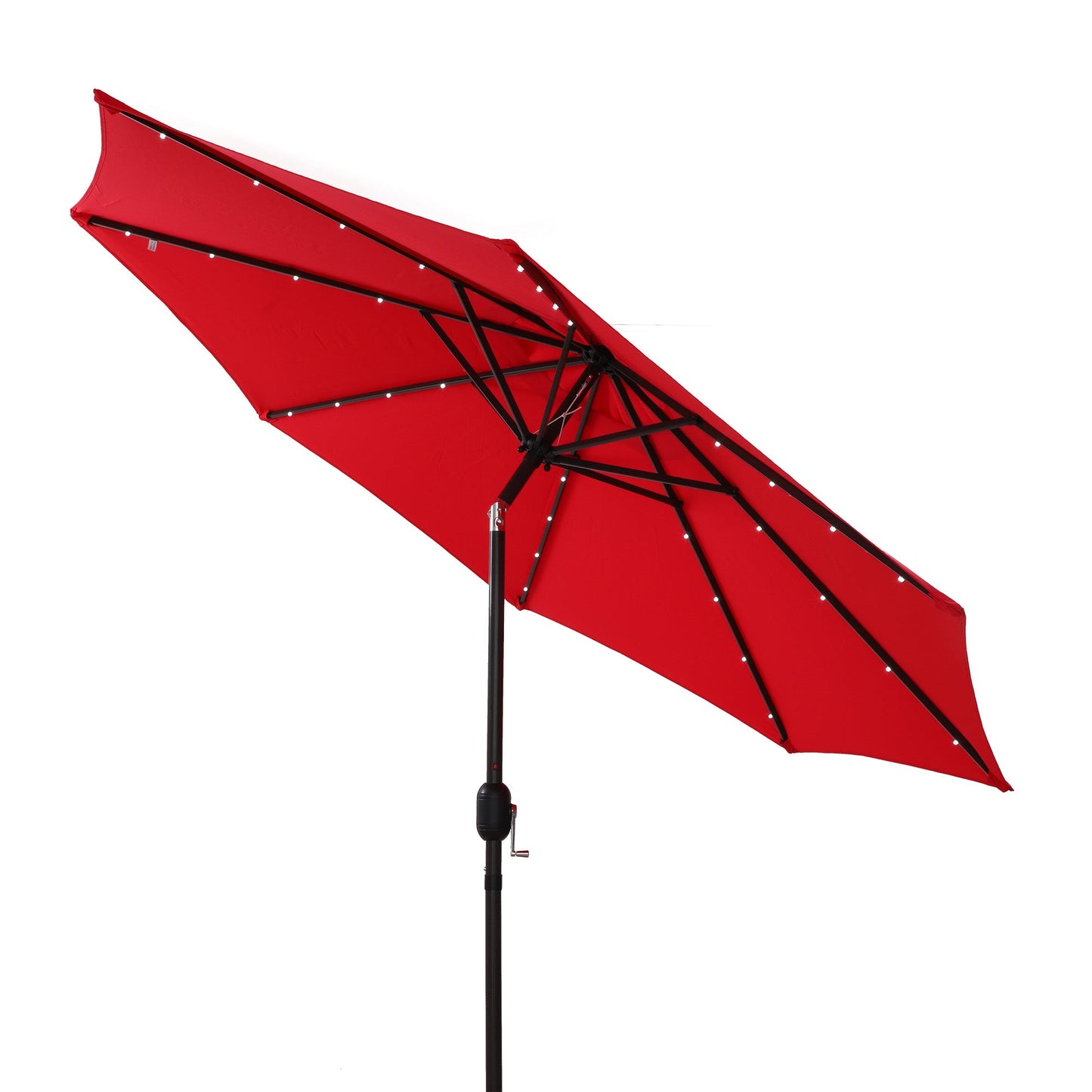 Mondawe 9ft Patio Umbrella Outdoor Market 32 LED Solar Umbrella with Tilt and Crank