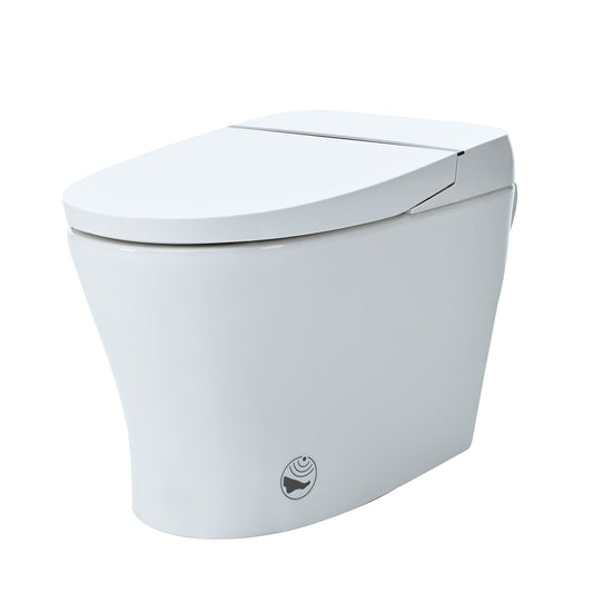 Mondawe 1/1.28 GPF Heated Seat Tankless Smart Toilet with Foot Sensor Flush and White Night Light