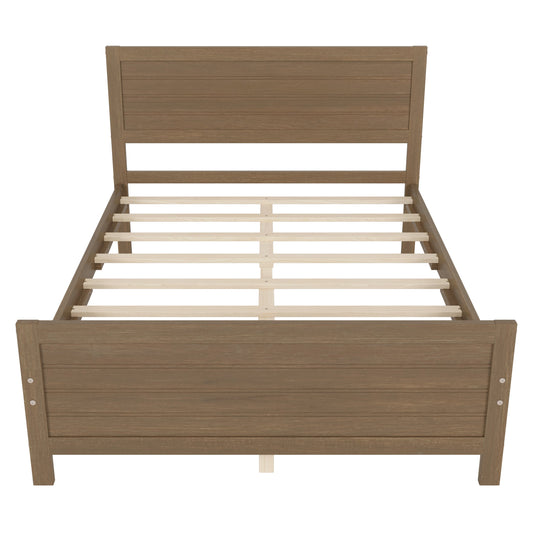 Mondawe Full Size Wooden Platform Bed Frame,With Headboard And No Need For Box Spring Bed Frame