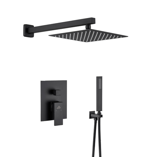 Mondawe Matte Black Shower System with Rough-In Valve