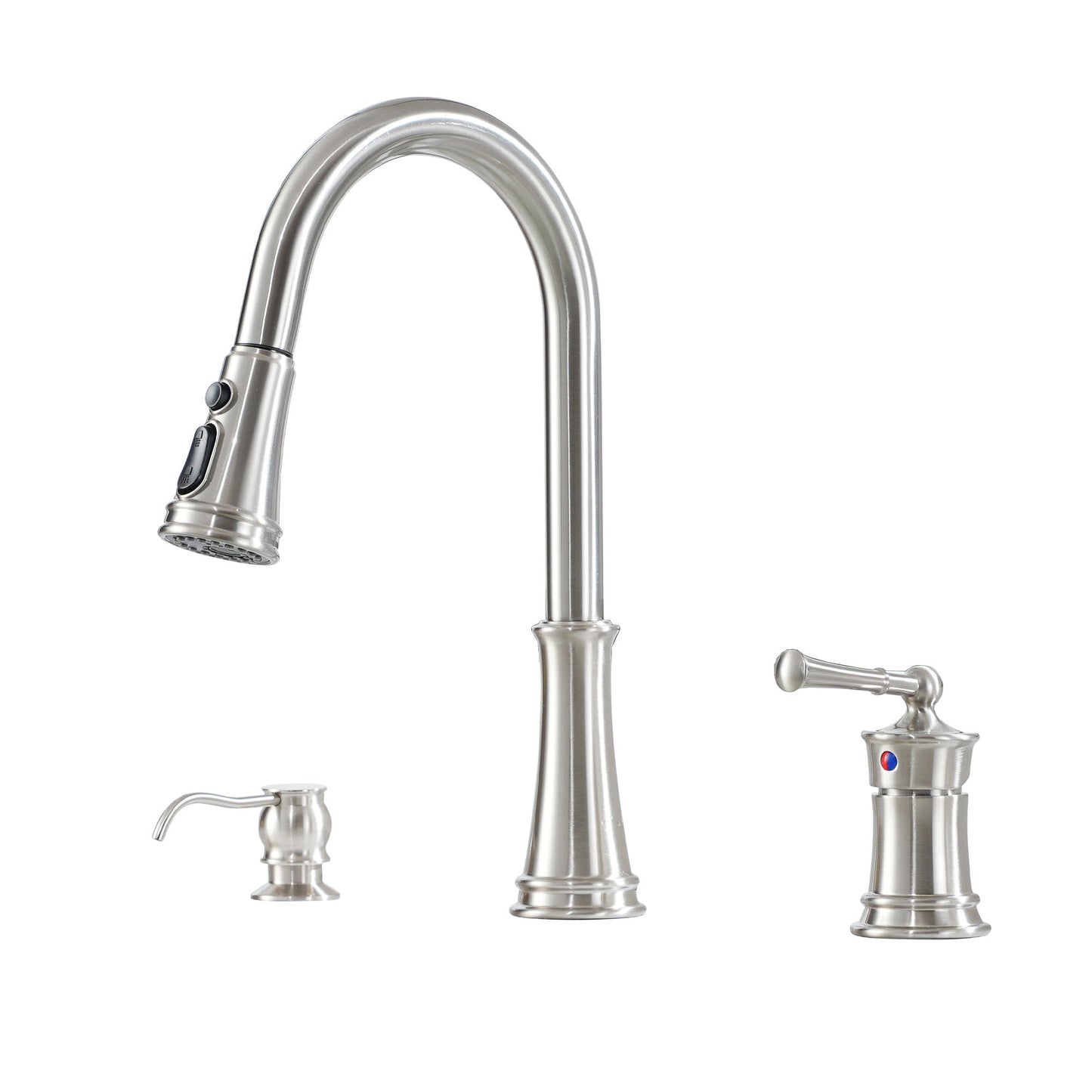 MONDAWE 8 Inch Widespread 3 Holes Kitchen Faucet with Soap Dispenser