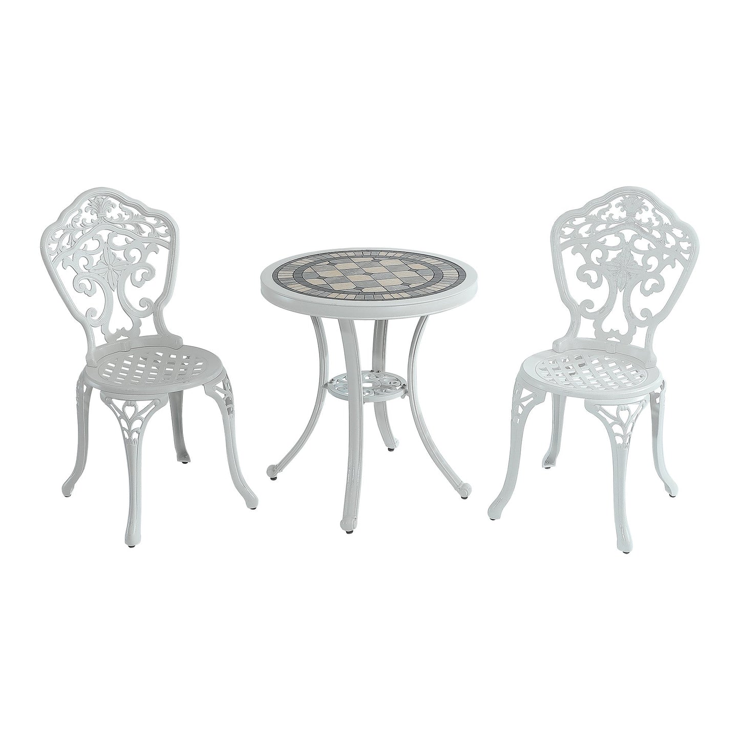 MOMDAWE 3-Piece Waterproof Cast Aluminum Bistro Table and Chairs Set