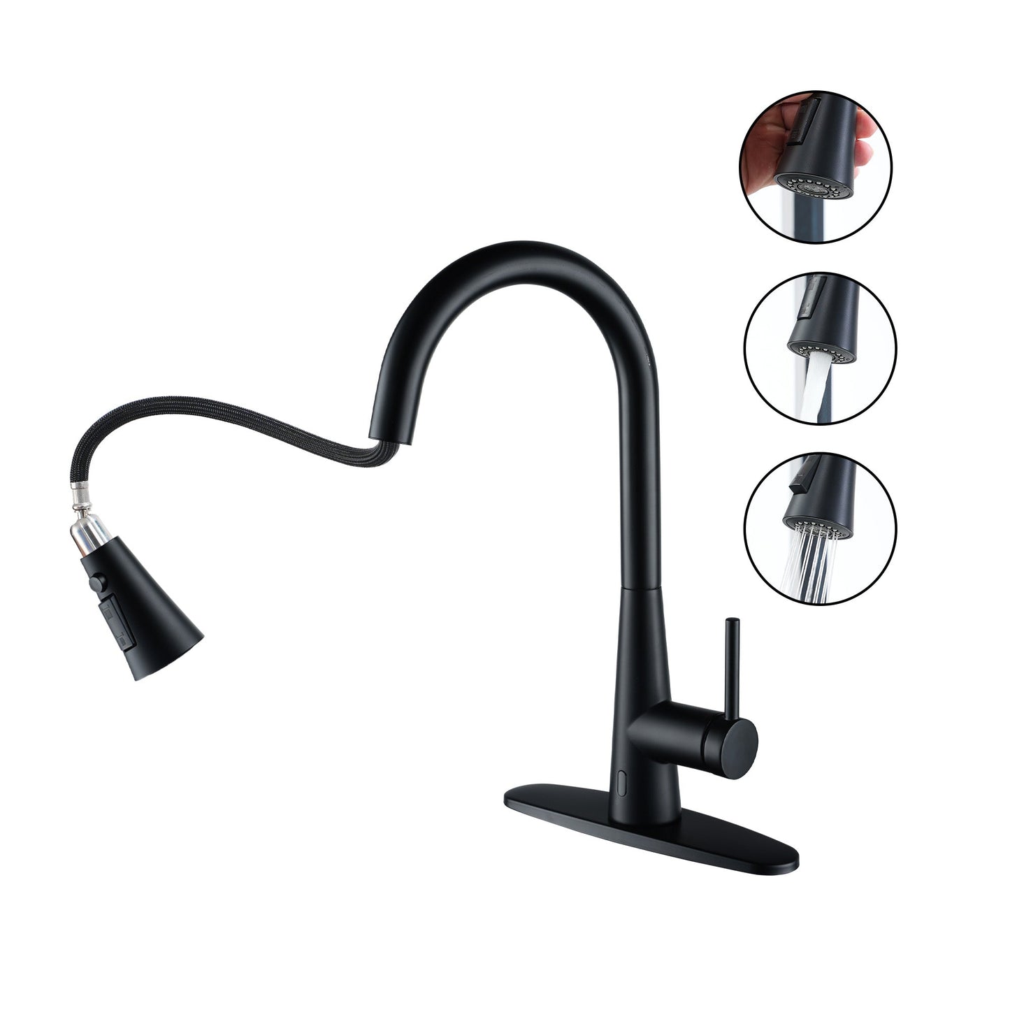 MONDAWE Touchless Single Handle Pull-out Kitchen Faucets with Stretchable Hose