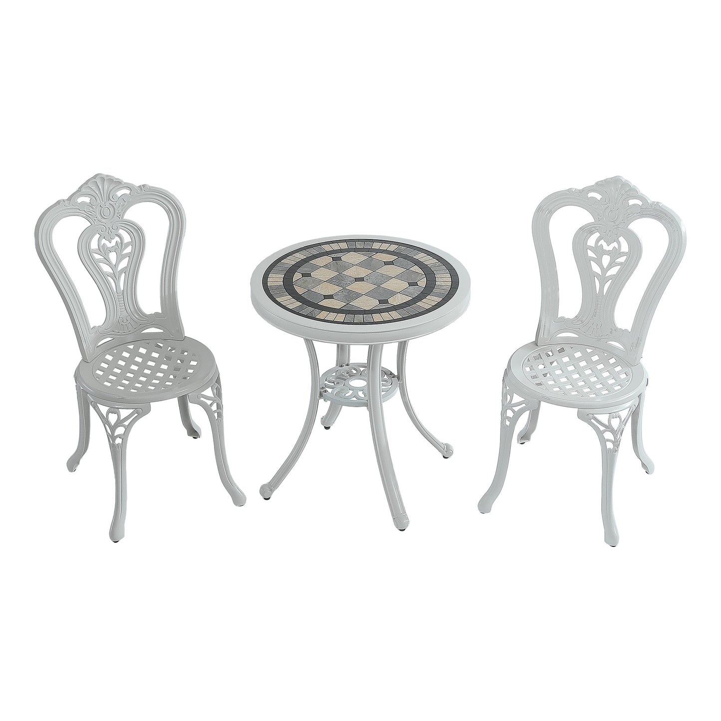 MONDAWE 3-Piece Durable Cast Aluminum Bistro Table and Chairs Set