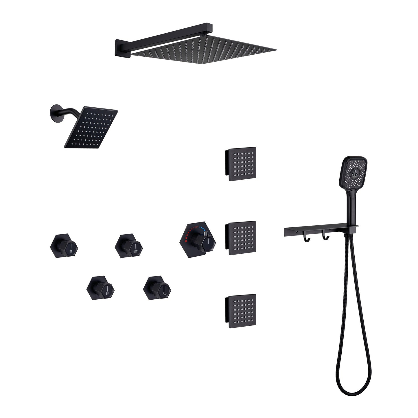 MONDAWE 12in Wall Mounted Rainfall Dual Shower System Set