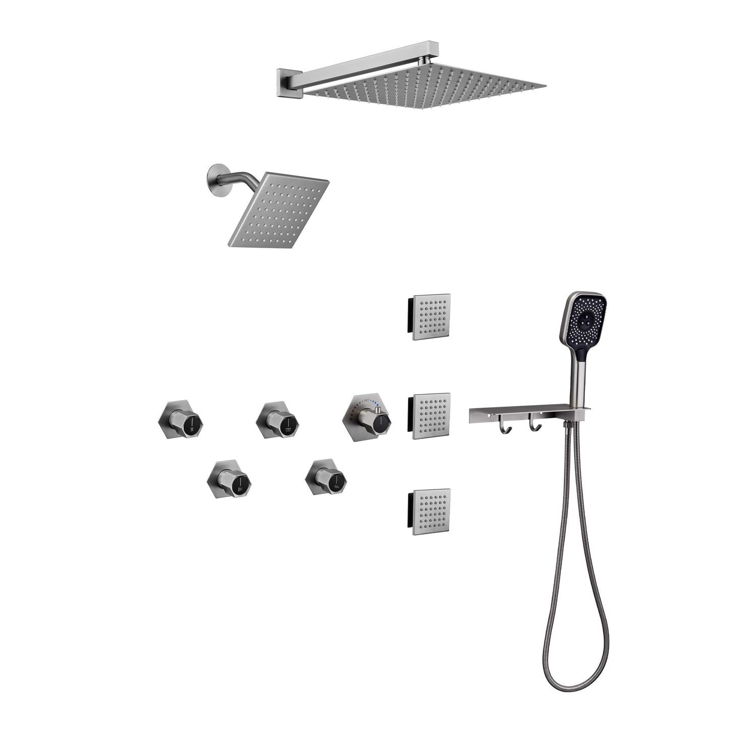 MONDAWE 12in Wall Mounted Rainfall Dual Shower System Set