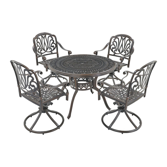 MONDAWE 5-Piece Cast Aluminum Patio Dining Set With 4 Swivel Chairs