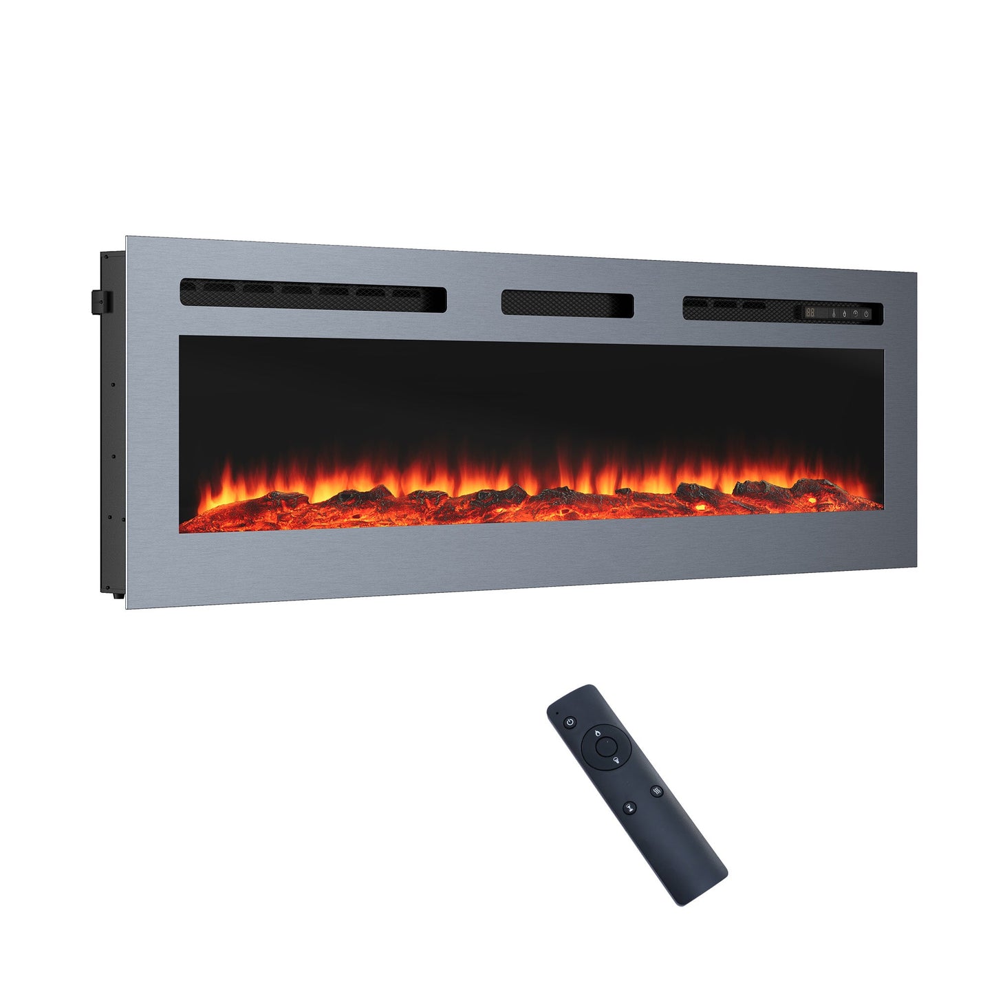 Mondawe 60-Inch Stainless Steel Electric Fireplace