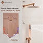 Mondawe 2 Functions Wall Mount Square Complete Shower System with 2.5 GPM 10 in Black/Rose Gold
