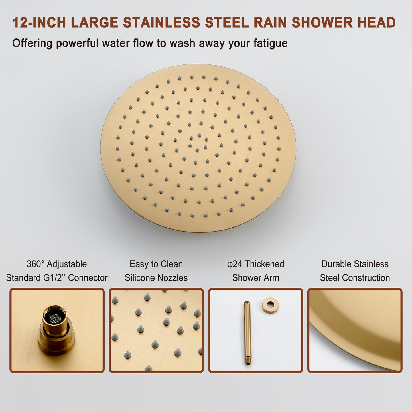 Mondawe Pressure Balanced 3-Spray Patterns 12 in. Ceiling Mounted Rainfall Dual Shower Heads with Handheld