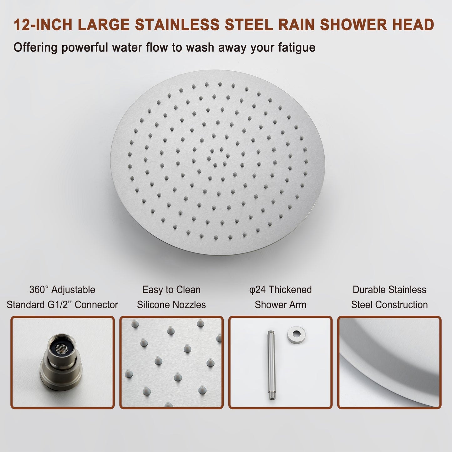 Mondawe Pressure Balanced 3-Spray Patterns 12 in. Ceiling Mounted Rainfall Dual Shower Heads with Handheld