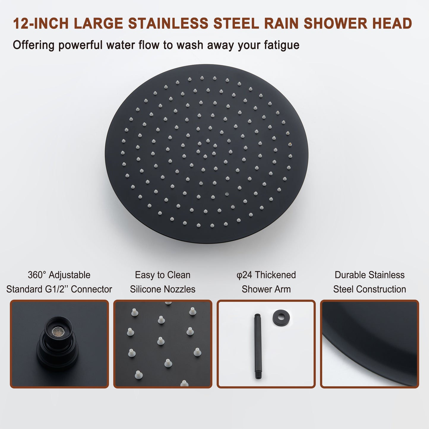 Mondawe Pressure Balanced 3-Spray Patterns 12 in. Ceiling Mounted Rainfall Dual Shower Heads with Handheld