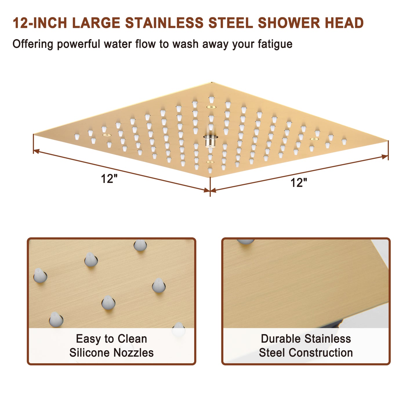 Mondawe Luxury Thermostatic LED 4-Spray Patterns 12 in. Flush Ceiling Mount Rainfall Dual Shower Heads