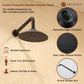 Mondawe Retro Series 2-Spray Patterns with 1.8 GPM 8 in. Rain Wall Mount Dual Shower Heads with Handheld and Spout in Brushed Nickel/ Black/ Bronze/Brushed Gold