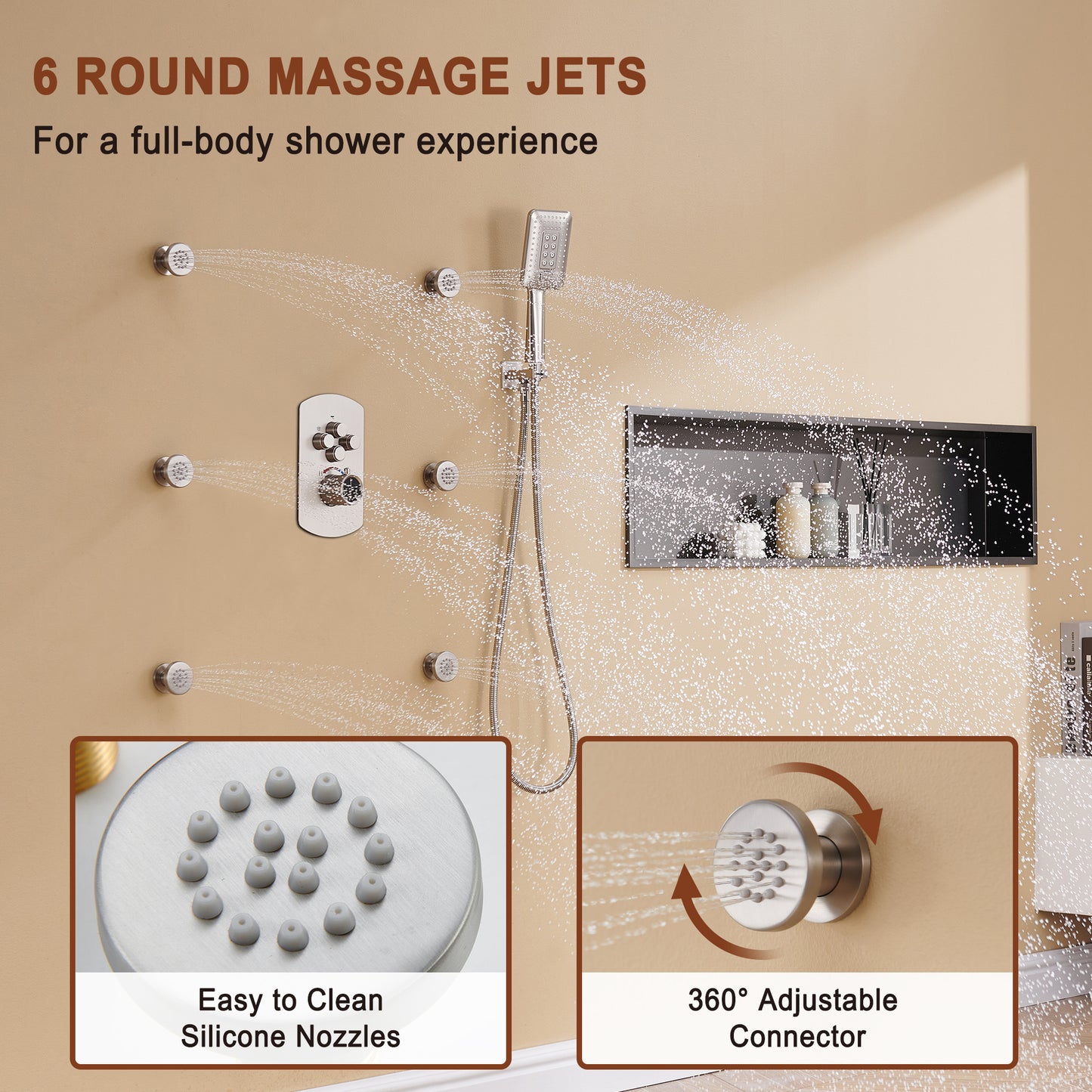 Mondawe Pressure Balanced 4-Spray Patterns 22 in. Wall Mounted Rainfall Dual Shower Heads