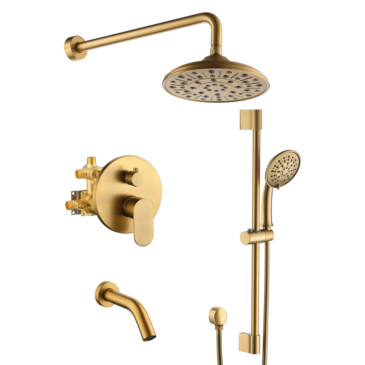 Mondawe Retro Series 3-Spray Patterns with 1.8 GPM 8 in. Rain Wall Mount Dual Shower Heads with Handheld and Spout in Brushed Nickel/ Black/ Bronze/ Gold