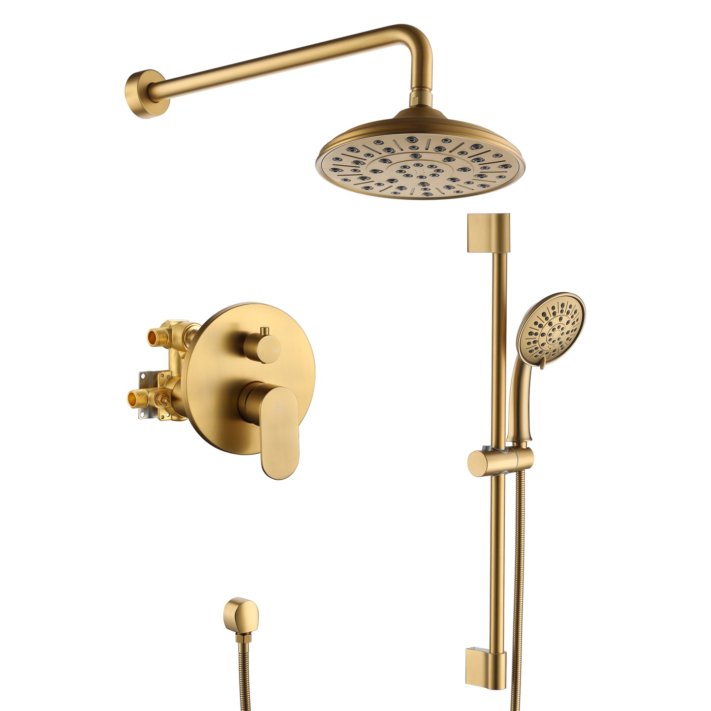 Mondawe Retro Series 2-Spray Patterns with 1.8 GPM 8 in. Rain Wall Mount Dual Shower Heads with Handheld and Spout in Brushed Nickel/ Black/ Bronze/Brushed Gold