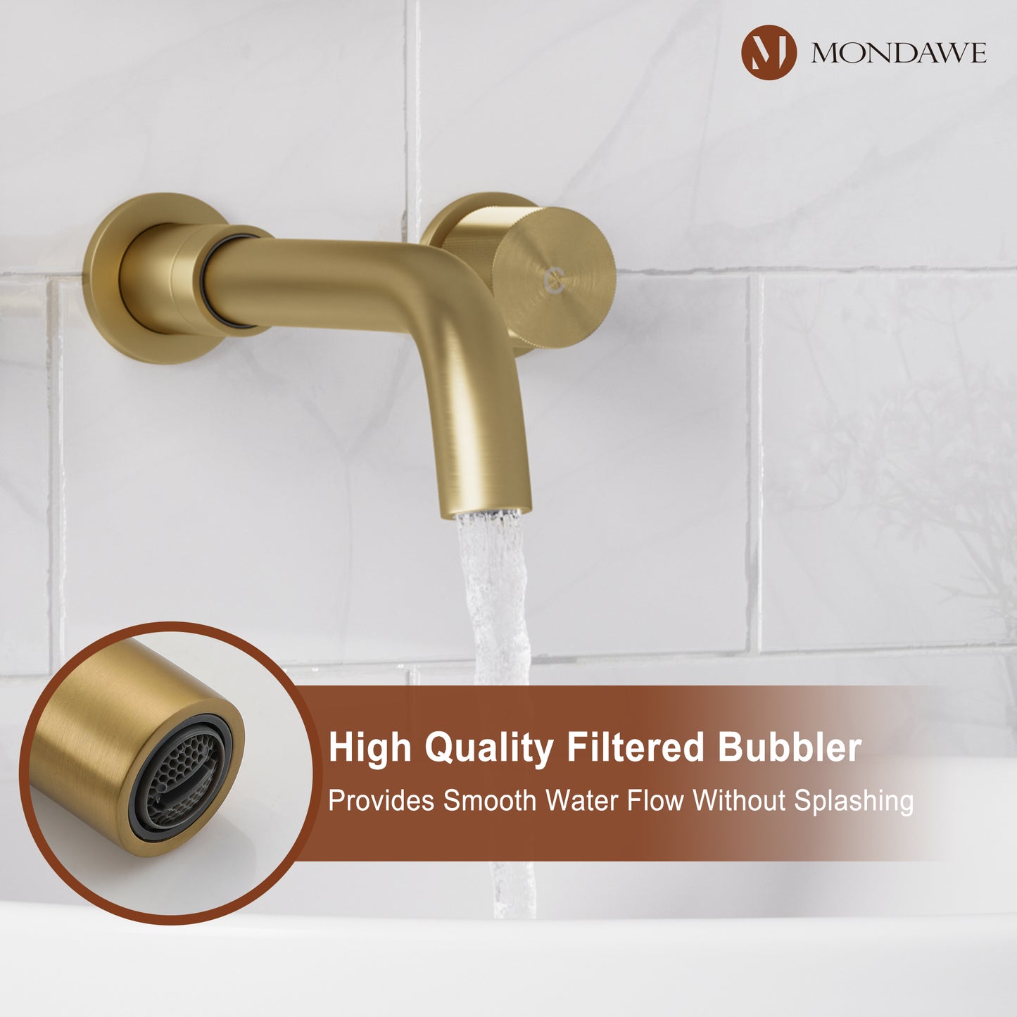 Wall Mounted Basin Faucet in Brushed Gold/BlackNickel Brushed